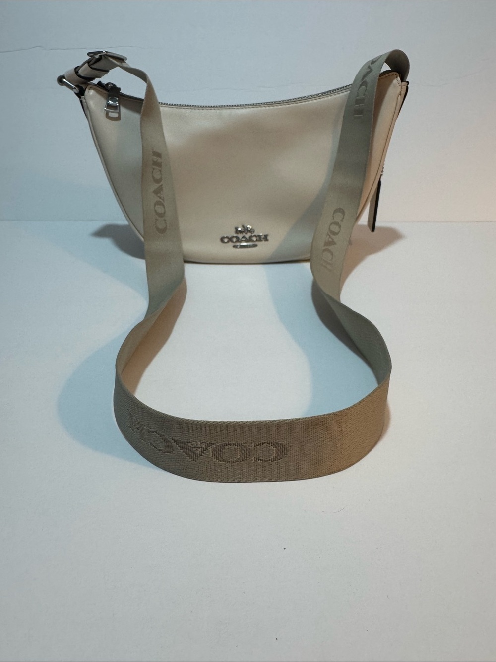Coach Pace CT644 Leather Shoulder Crossbody Bag Silver Chalk - Picture 3 of 14